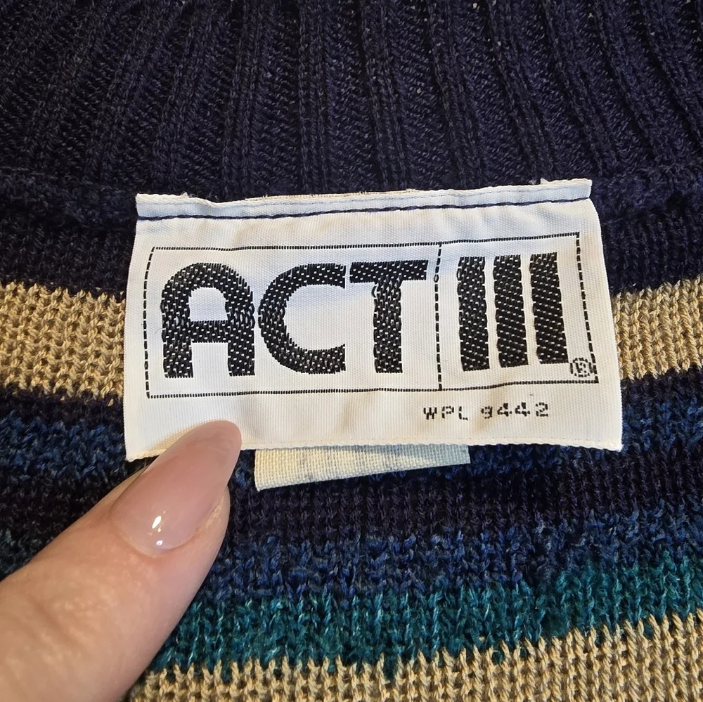 ACT III Vintage SweaterStripes Lightweight Preppy Collegiate Countryside Chic